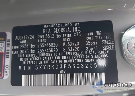 2025 Kia Sorento X-Line Sx Prestige from USA, damaged, VIN 5XYRKDJF5SG320570